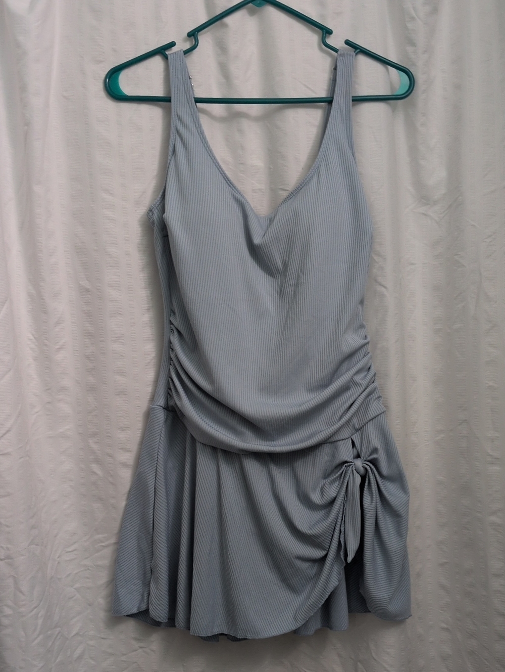 Aidonger Light Blue V-Neck Ruched Tie-Waist Bathing Suit Size XL